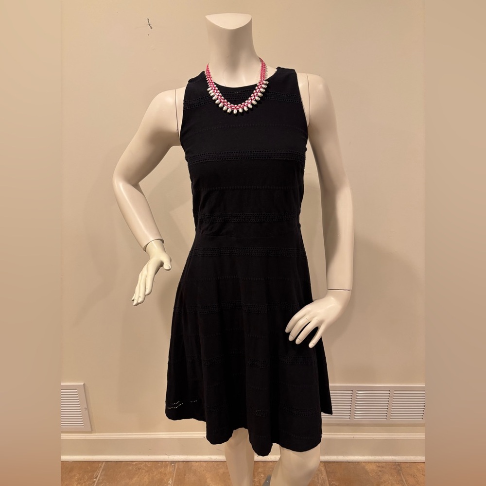 Loft Black Eyelet Tiered Cotton Sleeveless Dress, women’s size 2